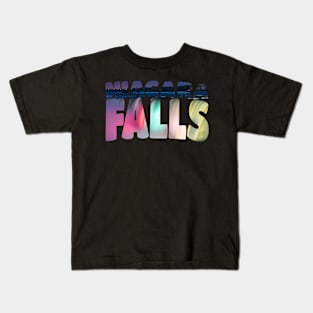 Niagara Falls Night Canada Usa Typography Kids T-Shirt